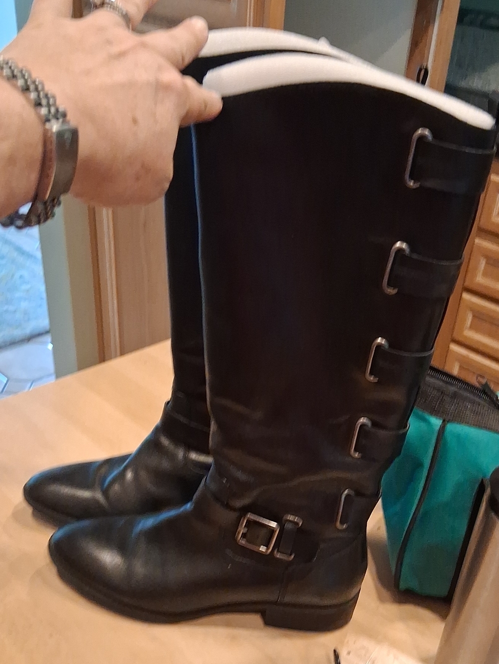 Tall lambskin leather boots 10